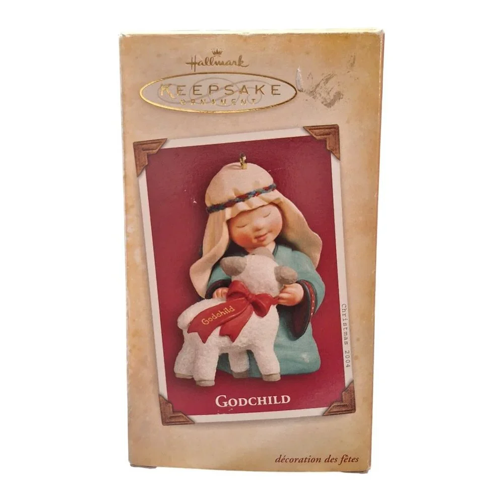 Hallmark Keepsake Ornament Godchild With Lamb 2004 Handcrafted Christmas Decorat